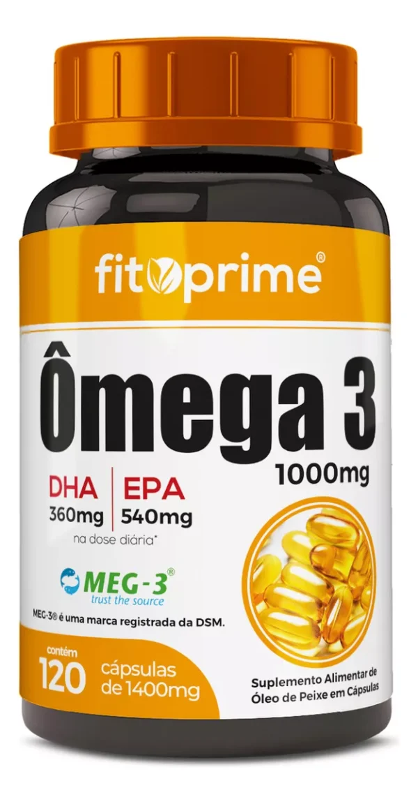 Ômega 3 Livre de Metais Pesados 1000mg Com Selo Meg 3® Com 120 Cápsulas Rico em EPA DHA Sabor Natural
