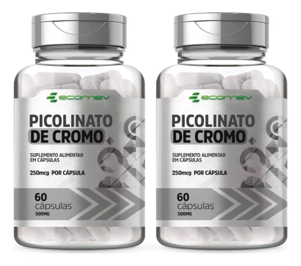 2x Picolinato De Cromo Puro Concentrado 500mg 120cáp -ecomev Sabor Neutro
