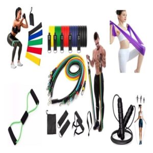 Acessórios Esportivos Kit 20 Itens Treino Leeboom Exercicios Elásticos Corda de Plar Faixa Elástica Mini Band 12níveis Primemix