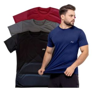Camisa Time Fit Kit Com 4 Academia Treino Corrida Top