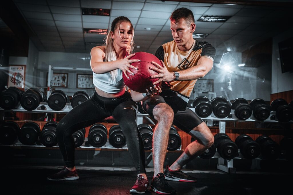 man, woman, workout, fitness models, medicine ball, fitness ball, ball, exercise, gym, fitness, wellness, sports, training, fit, posture, pose, girl, guy, gym, gym, gym, gym, gym, fitness