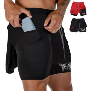 Kit 2 Shorts 2 Em 1 Academia Corrida Treino Masculina