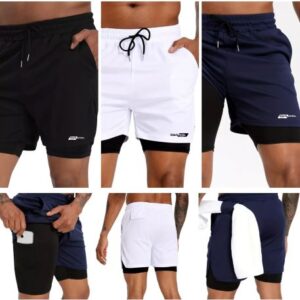 Kit 3 Short 2 Em 1 Masculino Academia Fitness Porta Celular