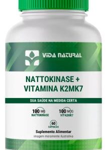 Nattokinase 100mg Natoquinase Com Vitamina K2mk7 100mcg 60 Capsulas Cps Sem Sabor Suplemento