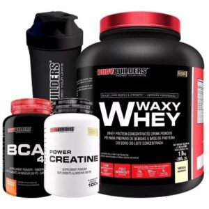 Super Combo Whey 2kg + Bcaa + Power Creatina + Coqueteleira Sabor Baunilha