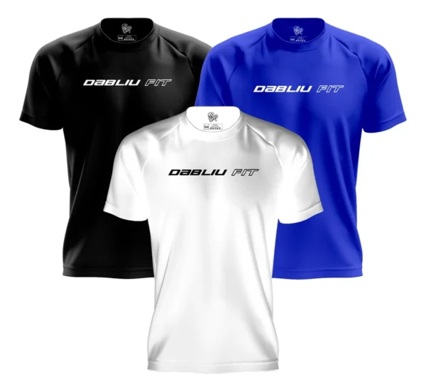 Kit 3 Camisas Treino Basic Dry Fit Proteção Uv+35 Dabliu Fit
