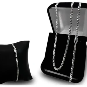 Corrente De Prata 925 Masculina Conjunto Legítima + Pulseira