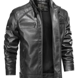 Jaqueta De Couro Masculina Slim Forrada