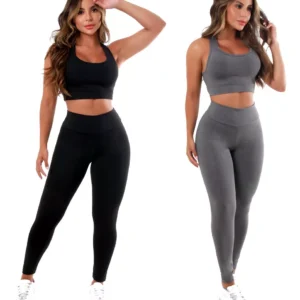 Kit 2 Conjuntos Calça Legging E Top Roupas Para Academia