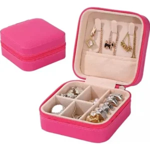 Porta Jóias Para Viagem, Caixa / Bolsa Com Ziper P/ Anel Cor Pink