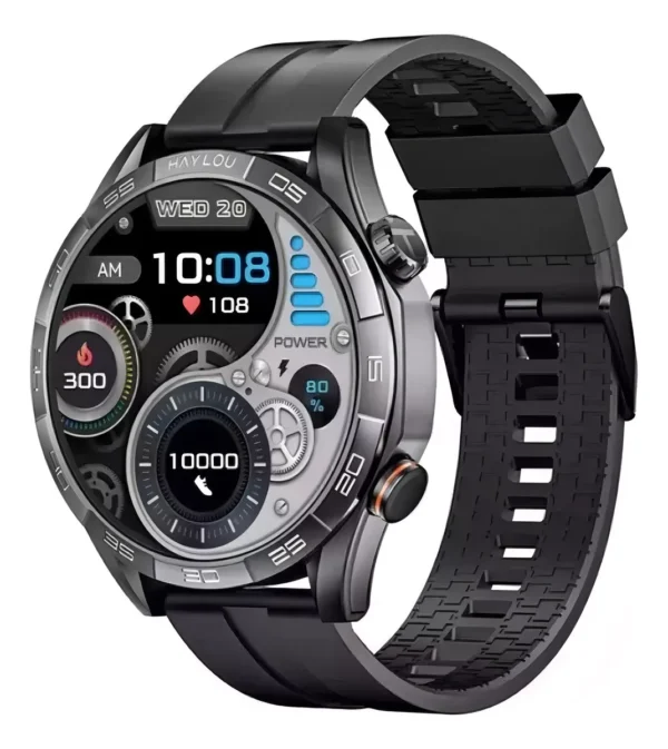 Smartwatch Haylou Solar 5, Tela Amoled 1,58 Ip68 À Prova D'á Caixa Preto Pulseira Preto Bisel Preto Desenho da pulseira Mesh