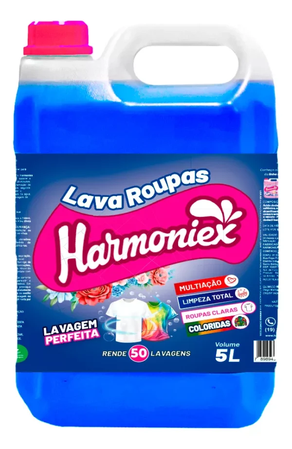 Sabão Liquido Harmoniex Lava Roupas Blue Alta Performance 5l