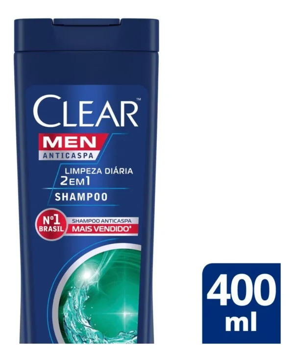 Shampoo Anticaspa Clear Men Limpeza Diária 2 em 1 400 ml