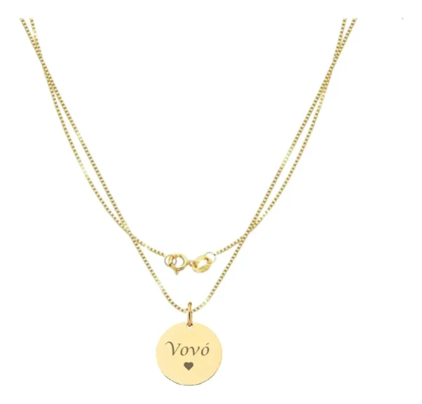 Colar Feminino Escrito Vovó Ouro 18k
