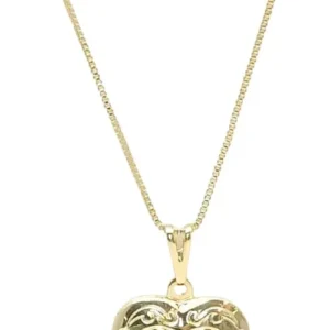 Colar Relicário Coração Cachorro Semi Joia Banhado Ouro 18k