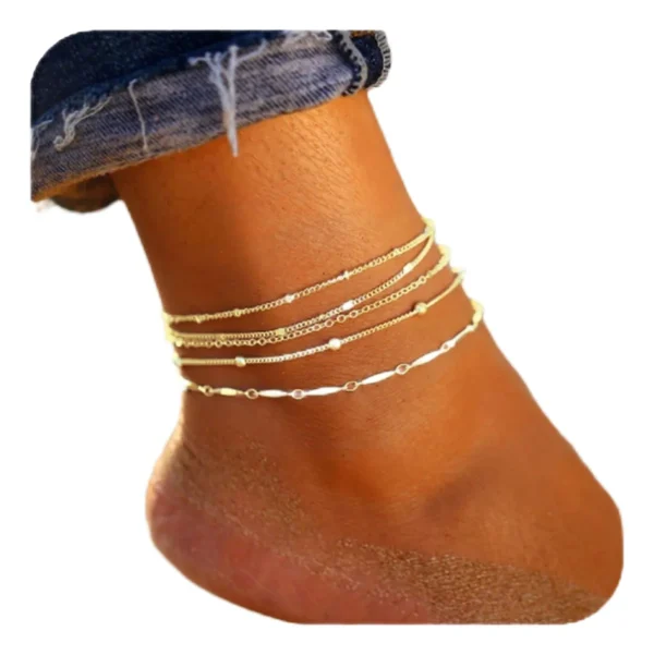 Tornozeleira Feminina 5 Combinações De Estilo Folheada